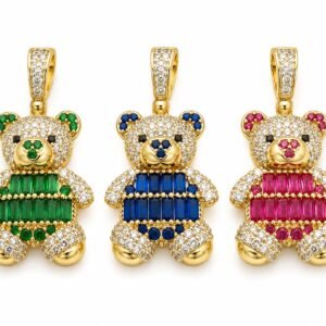 Dije Oso Pave CZ Colores V,R,A,R 10k Weight 2.3gr