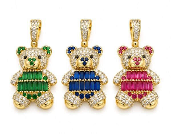 Dije Oso Pave CZ Colores V,R,A,R 10k Weight 2.3gr