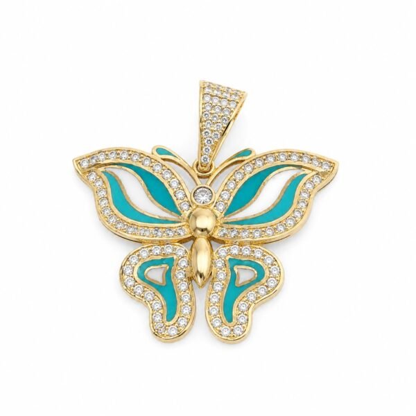 Dije Mariposa CZ Azul 14k Weight 6.5gr