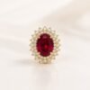Dije Lady Di Azul/Rojo CZ 14k Weight 2.2gr