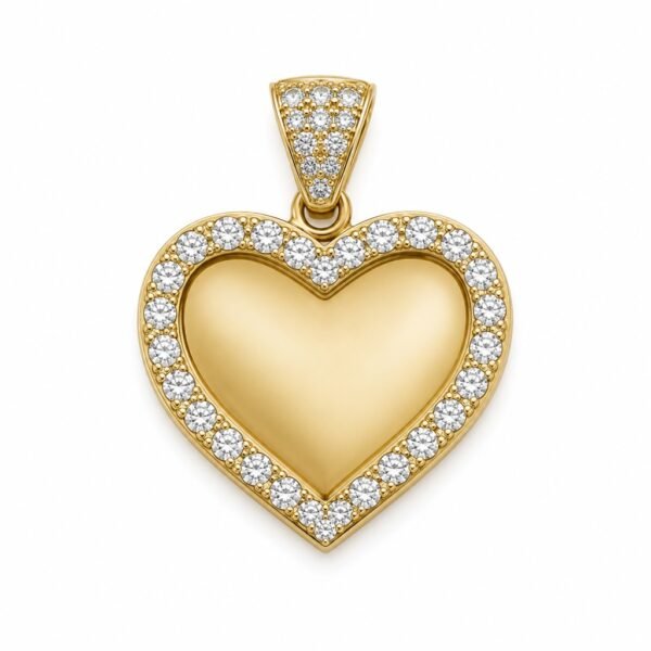 Dije Corazon Placa Borde CZ Round 10k Weight 3.6gr