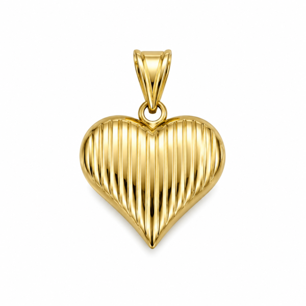 Dije Corazon Medio Textura Lineas Rose 10k Weight 1.2gr