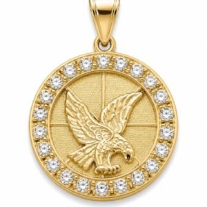 Dije Placa CZ Alcon Oro Blanco 10k Weight 4.3gr