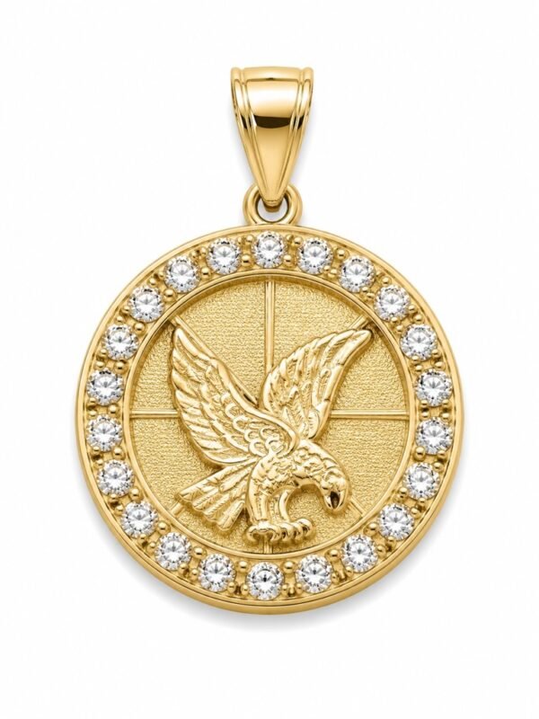 Dije Placa CZ Alcon Oro Blanco 10k Weight 4.3gr