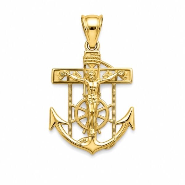 Dije Ancla Con Cristo 10k Weight 2.1gr