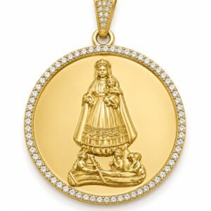 Dije Virgen Caridad Circulo CZ YF 10k  Weight 7.3gr