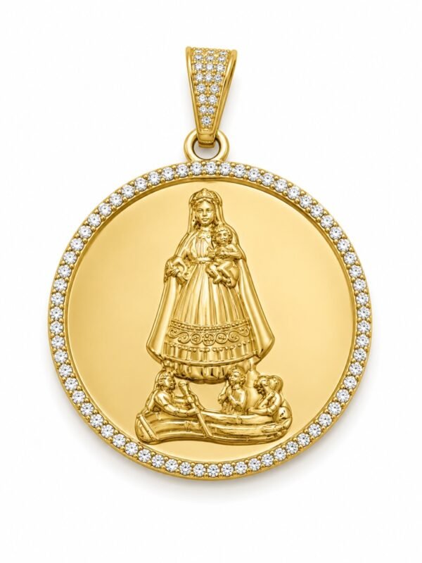 Dije Virgen Caridad Circulo CZ YF 10k  Weight 7.3gr