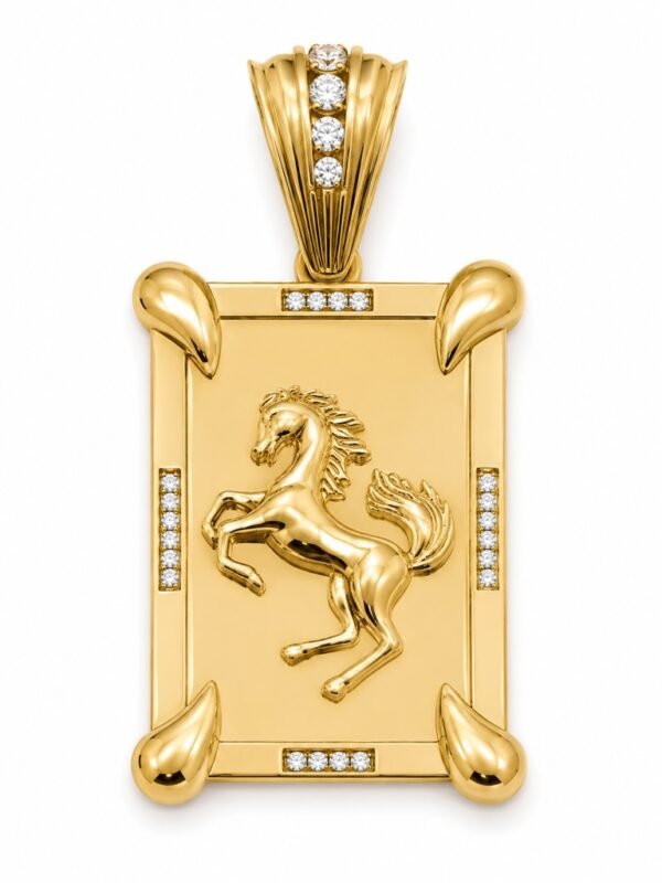 Dije Carta Caballo Piedras CZ 10k Weight 21.1gr