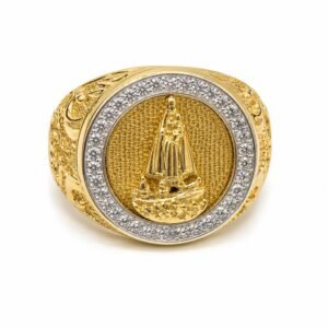 Anillo De Hombre V. Caridad CZ Pave 14k Size 12 Weight 13.7gr