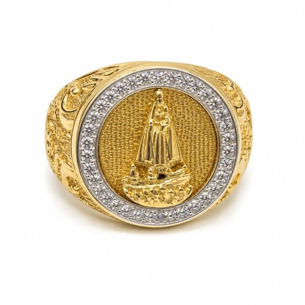 Anillo De Hombre V. Caridad CZ Pave 14k Size 12 Weight 13.7gr