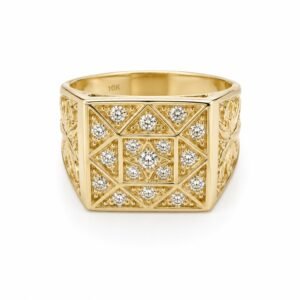 Anillo Hombre Sello Geometrico CZ Joseph 10k Size 11'' Weigth 9gr