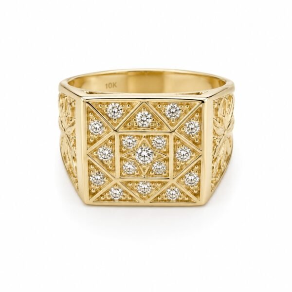 Anillo Hombre Sello Geometrico CZ Joseph 10k Size 11'' Weigth 9gr