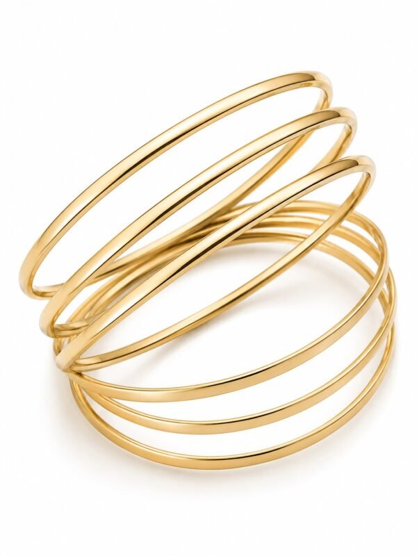 Bracalet Semanario 5 Pulsas Lisas Roxi 10K Size 6.5'' x 3.2mm Weight 20.9gr