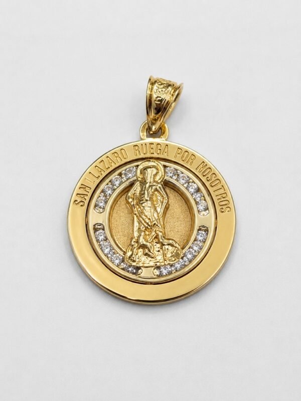 Dije San Lazaro miniatura Rose 10k Weight 0.7gr