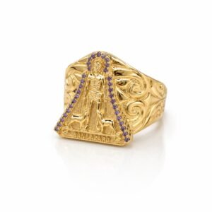 Anillo Hombre San Lazaro Borde Morado Diseno CZ 10k Size 11.5 Weight 5.5gr