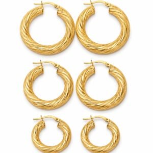 argollas Trio PromoTorcidas Rayadas Rose 10k Weight 8.9gr 1''2''3''