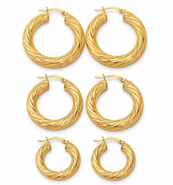 argollas Trio PromoTorcidas Rayadas Rose 10k Weight 8.9gr 1''2''3''