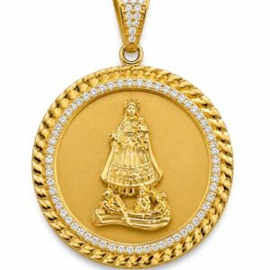Dije Virgen Caridad Circulo CZ Borde Cuban YF 10k  Weight 7gr
