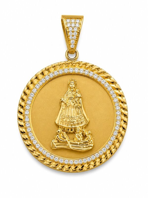 Dije Virgen Caridad Circulo CZ Borde Cuban YF 10k  Weight 7gr