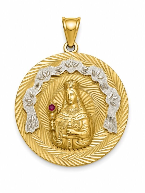 Dije Virgen Santa Barbara Circulo Big YF 10k Weight 7.9gr