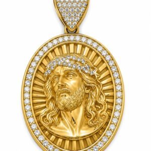 Dije Cara Jesus Placa CZ 14k Weight 7.4gr