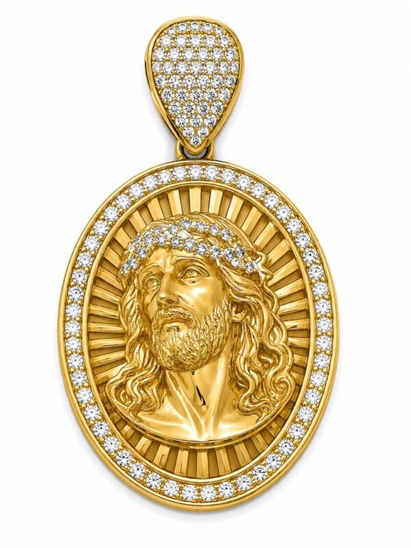Dije Cara Jesus Placa CZ 14k Weight 7.4gr