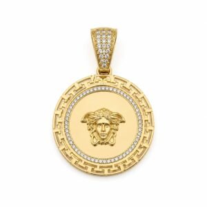 Dije Placa CZ Cabeza Versace 10K Weight 4.2gr