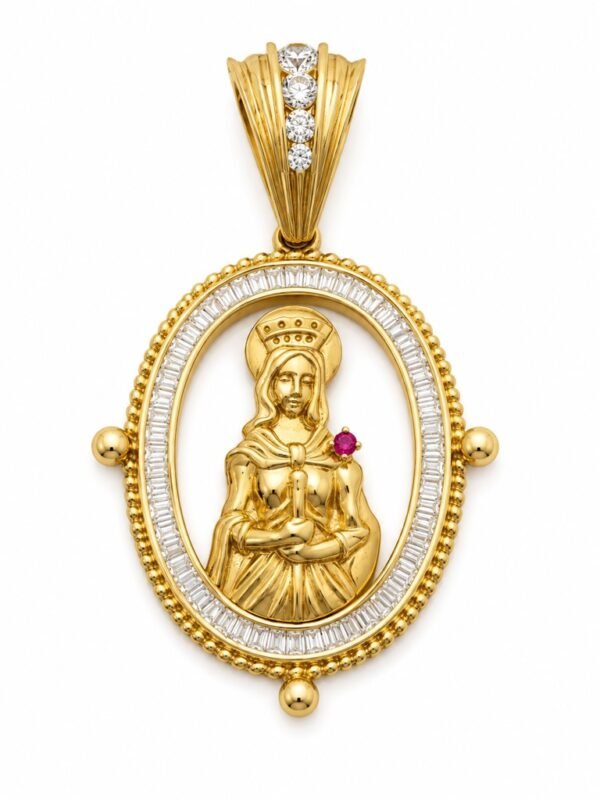 Dije St. Barbara Abierto Full CZ 10k Weight 13.8gr