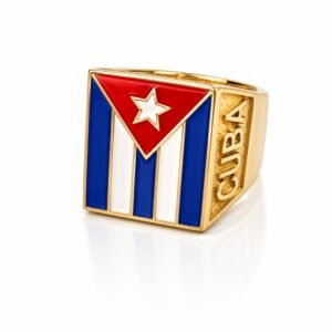 Anillo Hombre Bandera Cuba 10k Size 10 Weight 8.5gr