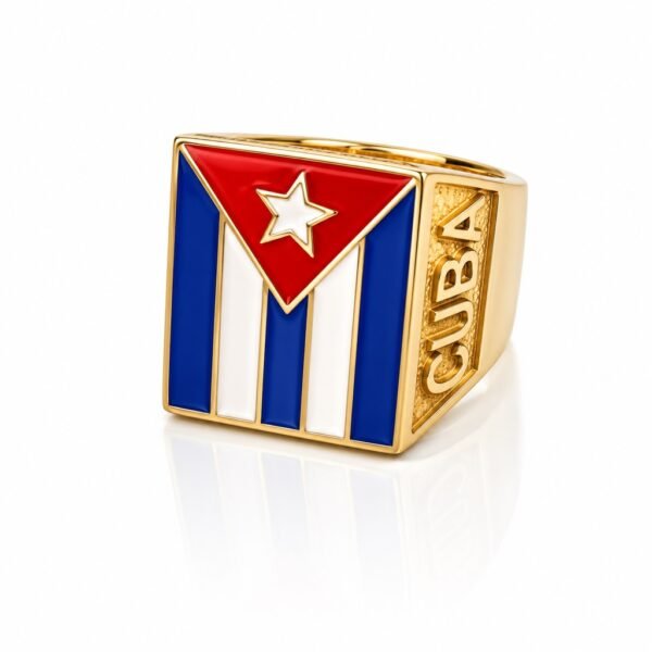 Anillo Hombre Bandera Cuba 10k Size 10 Weight 8.5gr