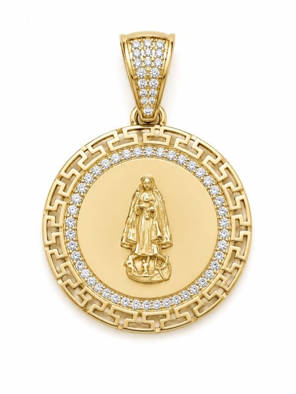 Dije Virgen Caridad Circulo  Mini Griego YF 10k  Weight 4.2gr