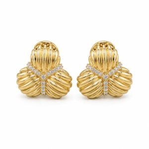 Aretes Acanalado CZ Cierre Omega Rose 10k Weigth 3.5gr