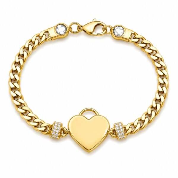 Manilla Corazon Candado CZ Cuban Link Hollow 14k Weight 8.7gr Size 7.5
