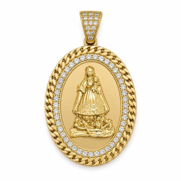 Dije Virgen Caridad Borde CZ Mini 10k Weight 2.6gr