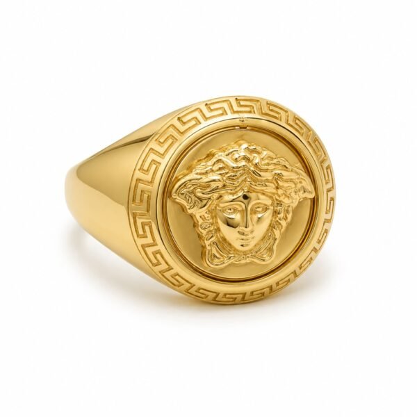 Anillo Hombre Medusa Liso Solido 14k Size 13 Weight 8.1gr