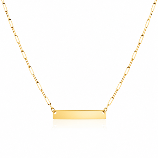 Cadena Mini Paperclip Placa 14k Size 18'' Weight 2.3gr