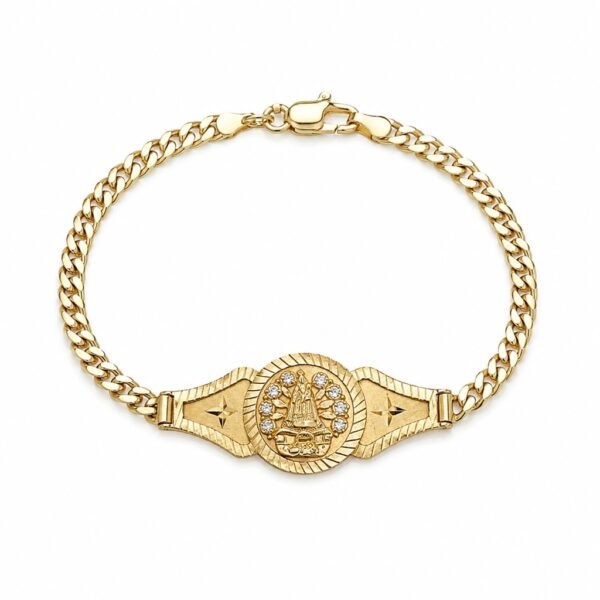 Manilla Virgen de la Caridad Cuban Link Solido 10k Size 7.5'' x 5mm Weight 19.5gr