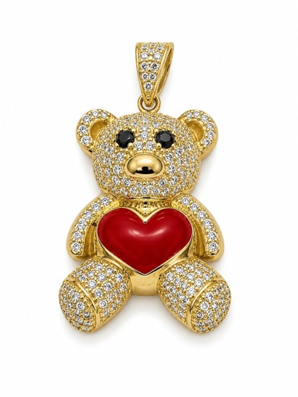 Dije Oso Pave CZ Corazon Rojo 10k Weight 4.6gr