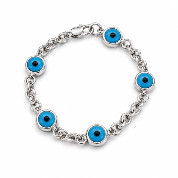 Manilla Oro Blanco Ojo Turco Anier 14k Size 8'' Weight 11.4gr