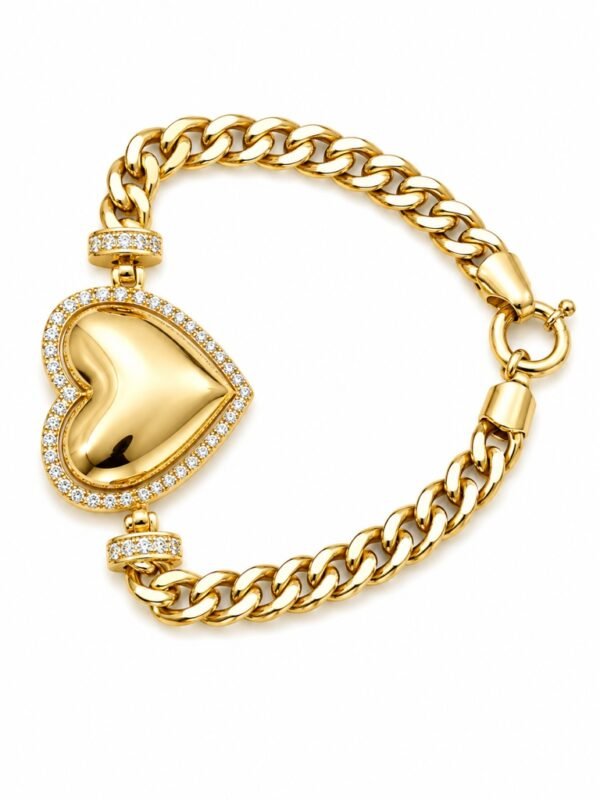 Manilla Corazon CZ Cuban Link Hollow 14k Weight 10.5gr Size 7