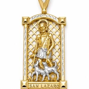 9385d233-f3f7-4924-935e-08deee00cdd5.jpg Dije St. Lazaro Solido 2 Colores Fondo Reja 14k Weight 31.3gr