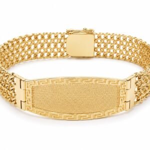 Manilla Placa Cuadrada Borde Greco 14K Size 8 Weight 34.7gr