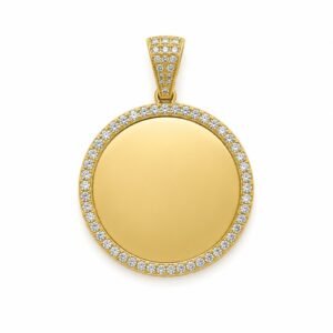 Dije Placa Circular Borde CZ 10k Weight 3.5gr