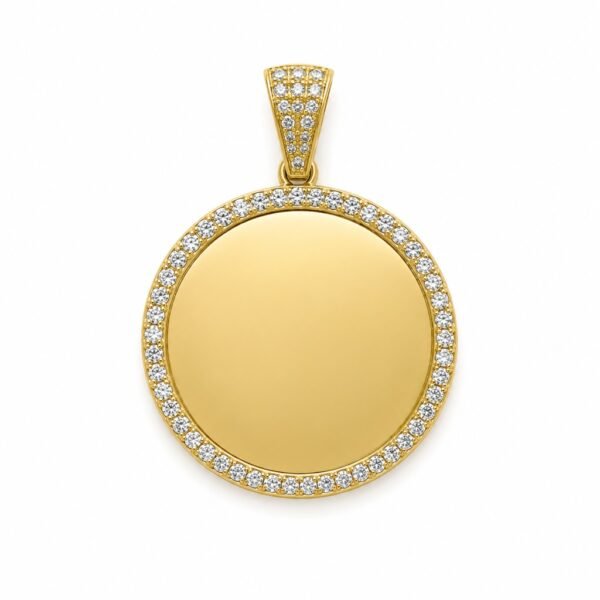 Dije Placa Circular Borde CZ 10k Weight 3.5gr