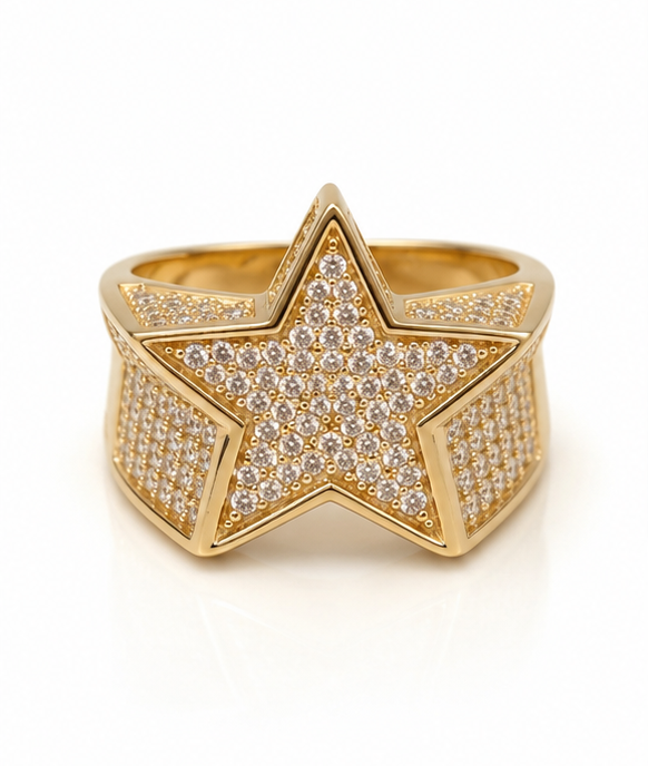 Anillo Hombre Estrella Full CZ 10k Size 11'' Weight 8gr