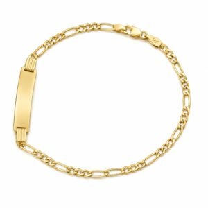 Manilla Placa Figaro Semi Solido 14k Size 6'' Weight 1.9gr