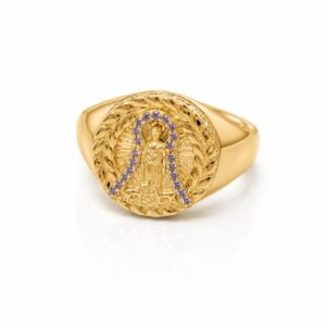 Anillo Hombre San Lazaro Borde Morado Circulo CZ 10k Size 11.5 Weight 4.2gr