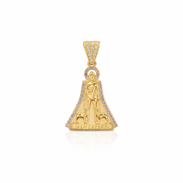 Dije San Lazaro Mini Borde Morado CZ 10k Weight 2.1gr