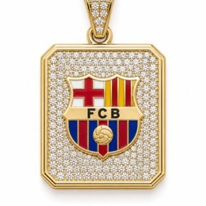 Dije Placa FCB w/CZ 10k Weight 5.1gr
