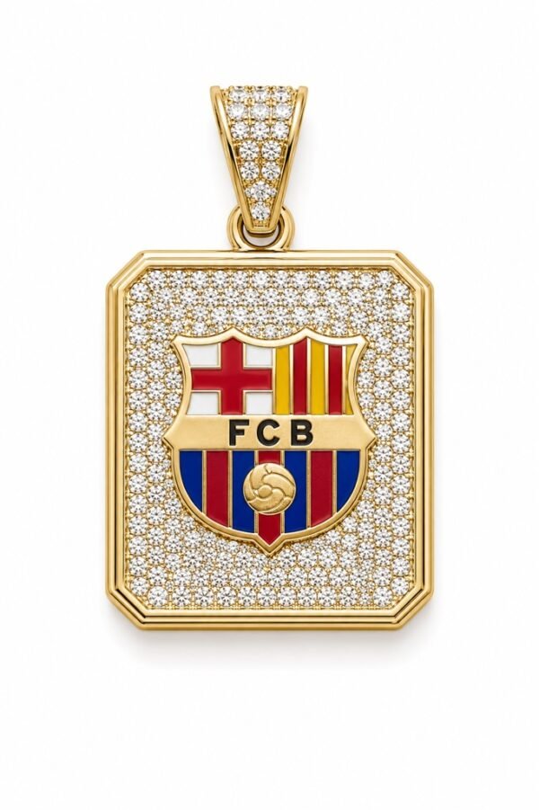 Dije Placa FCB w/CZ 10k Weight 5.1gr